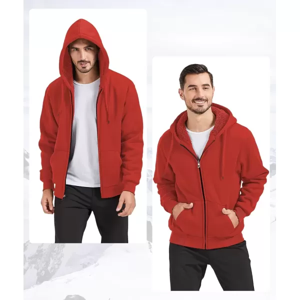 imageGEEK LIGHTING Hoodies for Men Heavyweight Fleece Sweatshirt  Full Zip Up Thick Sherpa LinedAll Bold Red