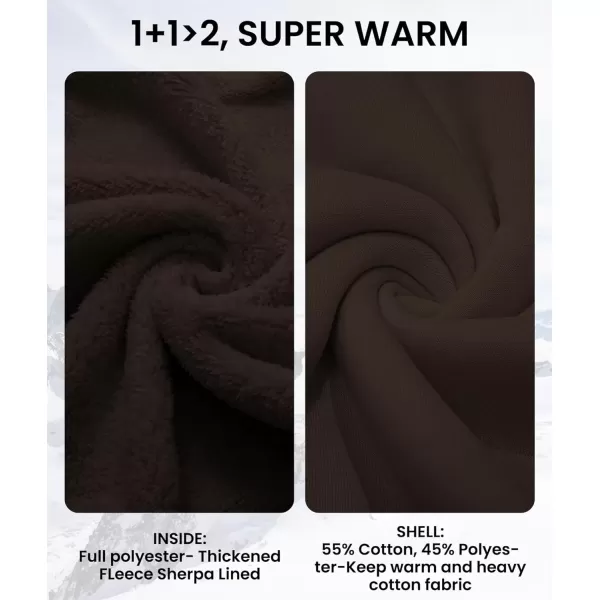 imageGEEK LIGHTING Hoodies for Men Heavyweight Fleece Sweatshirt  Full Zip Up Thick Sherpa LinedAll Brown
