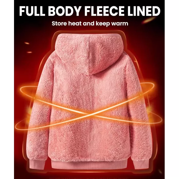imageGEEK LIGHTING Hoodies for Men Heavyweight Fleece Sweatshirt  Full Zip Up Thick Sherpa LinedAll Clay Red