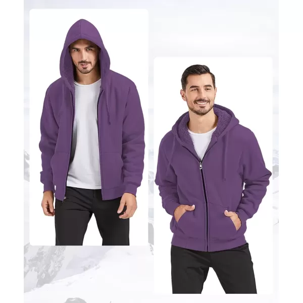 imageGEEK LIGHTING Hoodies for Men Heavyweight Fleece Sweatshirt  Full Zip Up Thick Sherpa LinedAll Grape Purple
