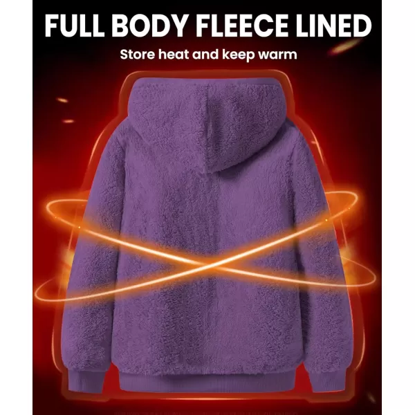 imageGEEK LIGHTING Hoodies for Men Heavyweight Fleece Sweatshirt  Full Zip Up Thick Sherpa LinedAll Grape Purple