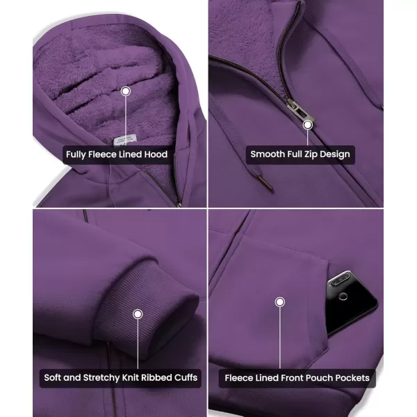 imageGEEK LIGHTING Hoodies for Men Heavyweight Fleece Sweatshirt  Full Zip Up Thick Sherpa LinedAll Grape Purple