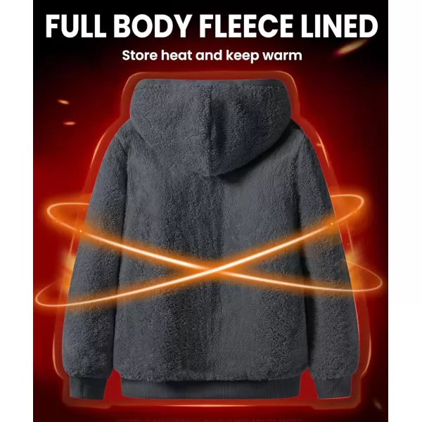 imageGEEK LIGHTING Hoodies for Men Heavyweight Fleece Sweatshirt  Full Zip Up Thick Sherpa LinedAll Gray