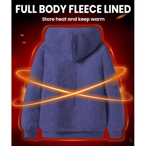 imageGEEK LIGHTING Hoodies for Men Heavyweight Fleece Sweatshirt  Full Zip Up Thick Sherpa LinedAll Purple Blue