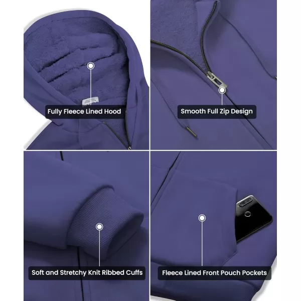 imageGEEK LIGHTING Hoodies for Men Heavyweight Fleece Sweatshirt  Full Zip Up Thick Sherpa LinedAll Purple Blue