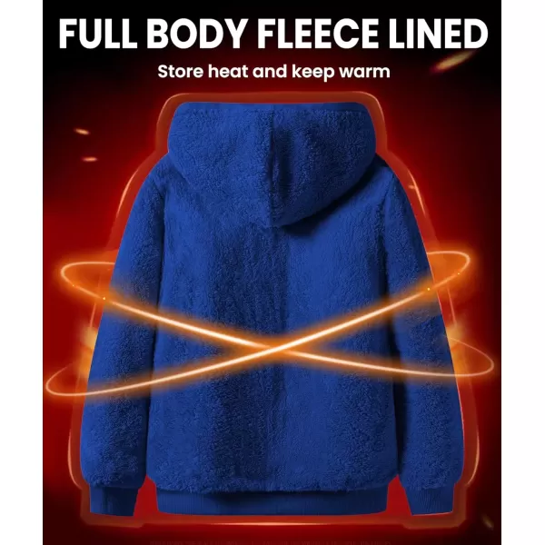 imageGEEK LIGHTING Hoodies for Men Heavyweight Fleece Sweatshirt  Full Zip Up Thick Sherpa LinedAll Royal Blue