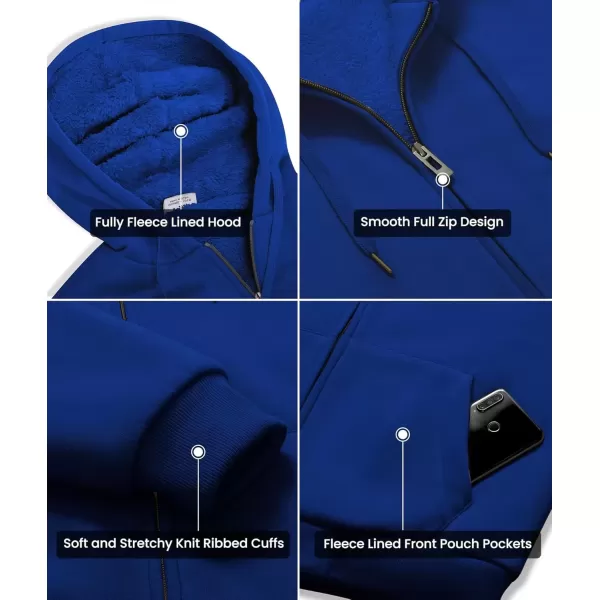 imageGEEK LIGHTING Hoodies for Men Heavyweight Fleece Sweatshirt  Full Zip Up Thick Sherpa LinedAll Royal Blue