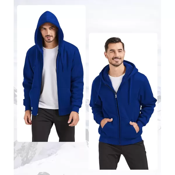 imageGEEK LIGHTING Hoodies for Men Heavyweight Fleece Sweatshirt  Full Zip Up Thick Sherpa LinedAll Royal Blue