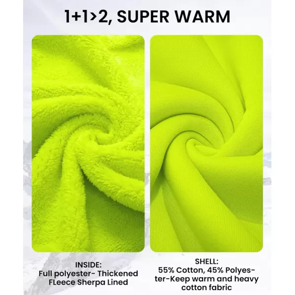 imageGEEK LIGHTING Hoodies for Men Heavyweight Fleece Sweatshirt  Full Zip Up Thick Sherpa LinedAll Safety Yellow