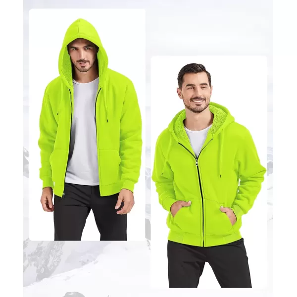 imageGEEK LIGHTING Hoodies for Men Heavyweight Fleece Sweatshirt  Full Zip Up Thick Sherpa LinedAll Safety Yellow