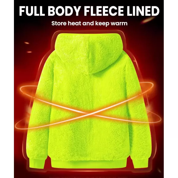 imageGEEK LIGHTING Hoodies for Men Heavyweight Fleece Sweatshirt  Full Zip Up Thick Sherpa LinedAll Safety Yellow