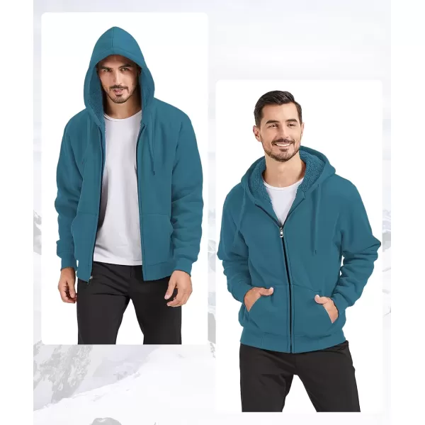 imageGEEK LIGHTING Hoodies for Men Heavyweight Fleece Sweatshirt  Full Zip Up Thick Sherpa LinedAll Saxony Blue