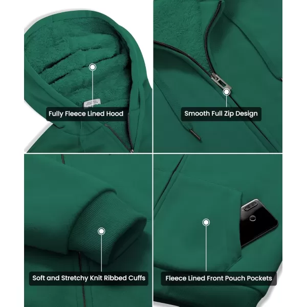 imageGEEK LIGHTING Hoodies for Men Heavyweight Fleece Sweatshirt  Full Zip Up Thick Sherpa LinedAll Ultra Green