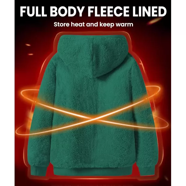imageGEEK LIGHTING Hoodies for Men Heavyweight Fleece Sweatshirt  Full Zip Up Thick Sherpa LinedAll Ultra Green