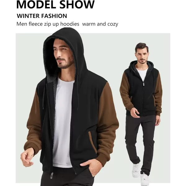 imageGEEK LIGHTING Hoodies for Men Heavyweight Fleece Sweatshirt  Full Zip Up Thick Sherpa LinedBlackCamel