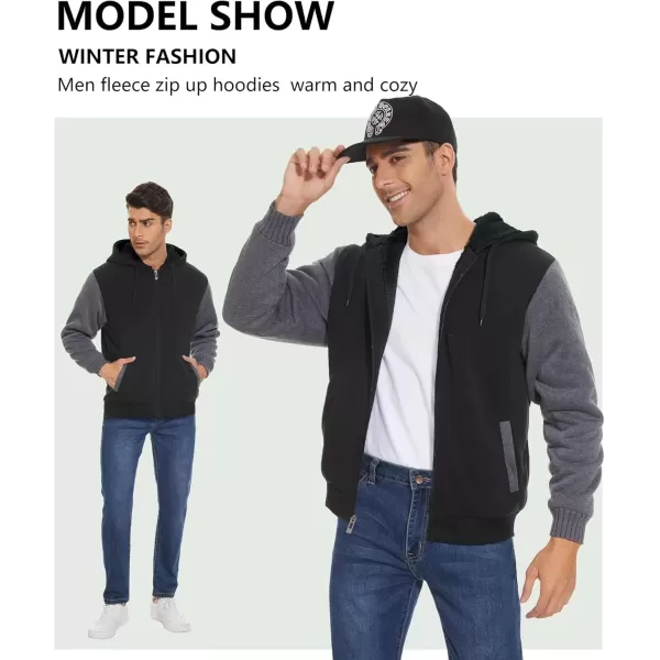 imageGEEK LIGHTING Hoodies for Men Heavyweight Fleece Sweatshirt  Full Zip Up Thick Sherpa LinedBlackGray