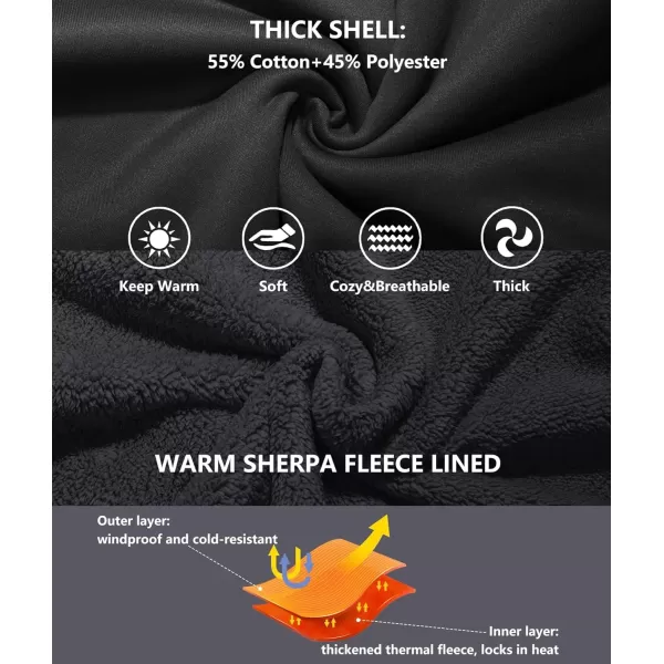 imageGEEK LIGHTING Hoodies for Men Heavyweight Fleece Sweatshirt  Full Zip Up Thick Sherpa LinedBlackGray