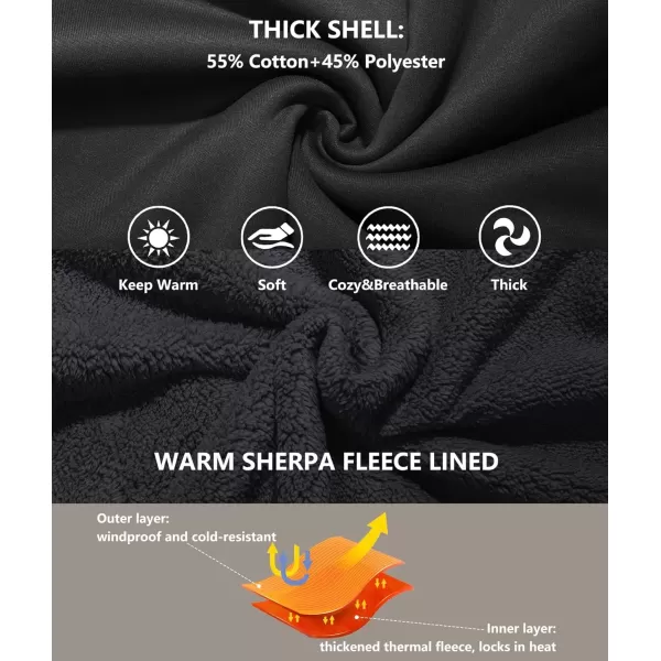 imageGEEK LIGHTING Hoodies for Men Heavyweight Fleece Sweatshirt  Full Zip Up Thick Sherpa LinedBlackKhaki