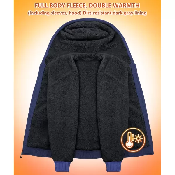 imageGEEK LIGHTING Hoodies for Men Heavyweight Fleece Sweatshirt  Full Zip Up Thick Sherpa LinedBluePurple