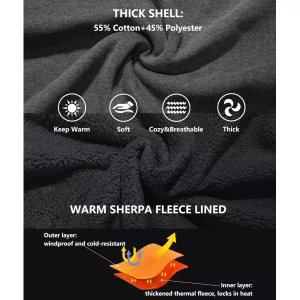 imageGEEK LIGHTING Hoodies for Men Heavyweight Fleece Sweatshirt  Full Zip Up Thick Sherpa LinedDark GreyBlack