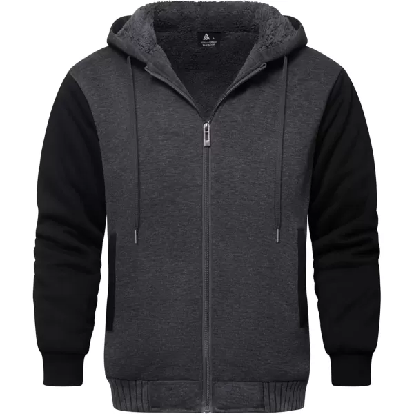 imageGEEK LIGHTING Hoodies for Men Heavyweight Fleece Sweatshirt  Full Zip Up Thick Sherpa LinedDark GreyBlack