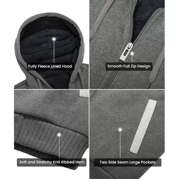 imageGEEK LIGHTING Hoodies for Men Heavyweight Fleece Sweatshirt  Full Zip Up Thick Sherpa LinedDark GreyLight Grey