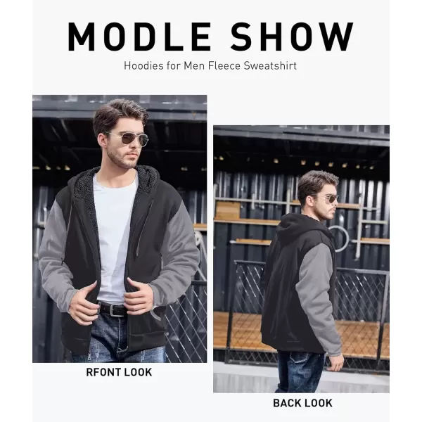imageGEEK LIGHTING Hoodies for Men Heavyweight Fleece Sweatshirt  Full Zip Up Thick Sherpa LinedDark GreyLight Grey