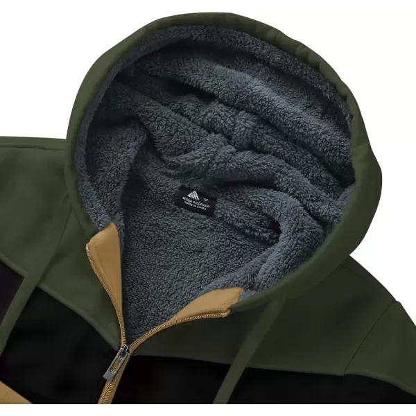 imageGEEK LIGHTING Hoodies for Men Heavyweight Fleece Sweatshirt  Full Zip Up Thick Sherpa LinedGreen Black Khaki