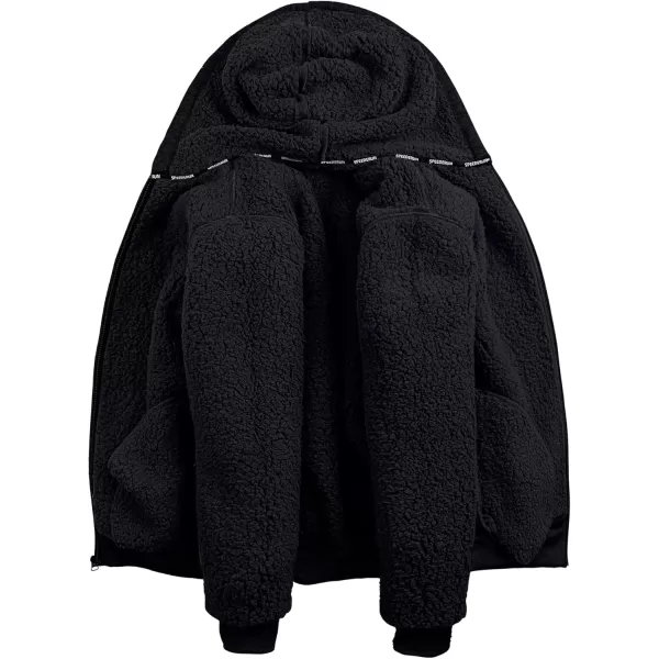 imageGEEK LIGHTING Hoodies for Men Heavyweight Fleece Sweatshirt  Full Zip Up Thick Sherpa LinedHeather Black