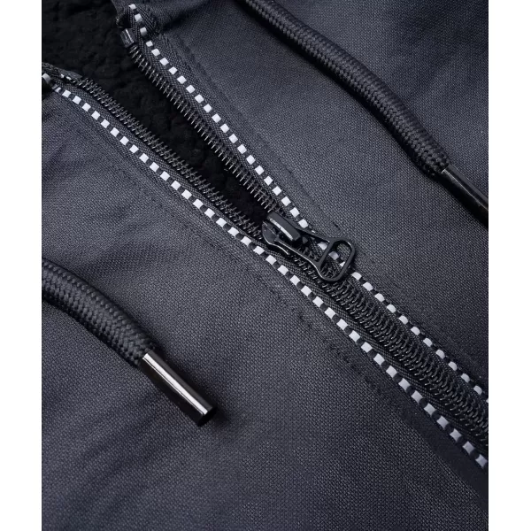 imageGEEK LIGHTING Hoodies for Men Heavyweight Fleece Sweatshirt  Full Zip Up Thick Sherpa LinedHeather Black