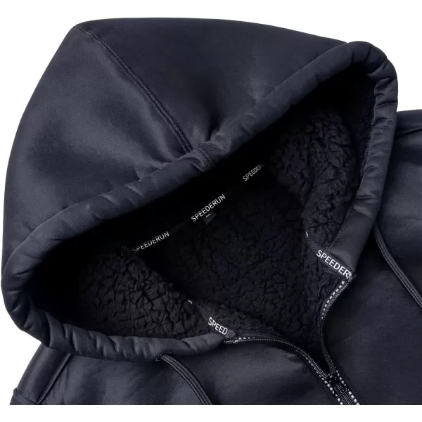imageGEEK LIGHTING Hoodies for Men Heavyweight Fleece Sweatshirt  Full Zip Up Thick Sherpa LinedHeather Black