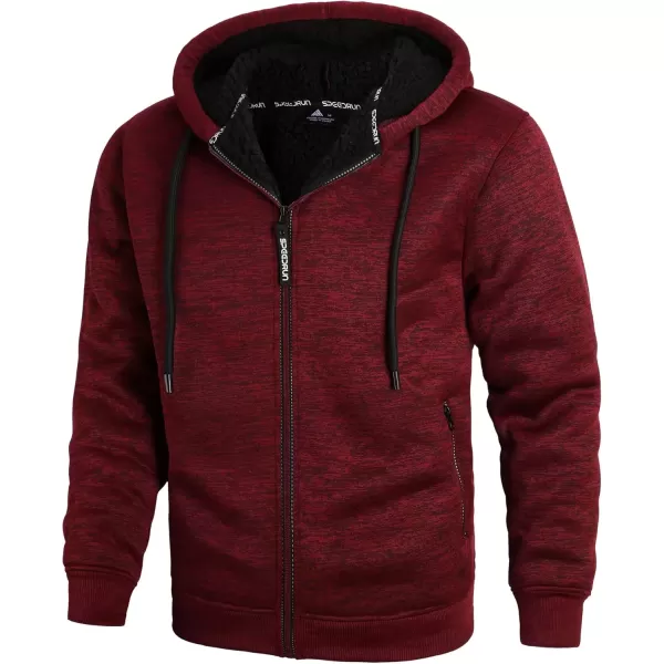 imageGEEK LIGHTING Hoodies for Men Heavyweight Fleece Sweatshirt  Full Zip Up Thick Sherpa LinedHeather Red