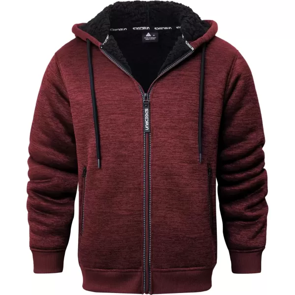 imageGEEK LIGHTING Hoodies for Men Heavyweight Fleece Sweatshirt  Full Zip Up Thick Sherpa LinedHeather Red