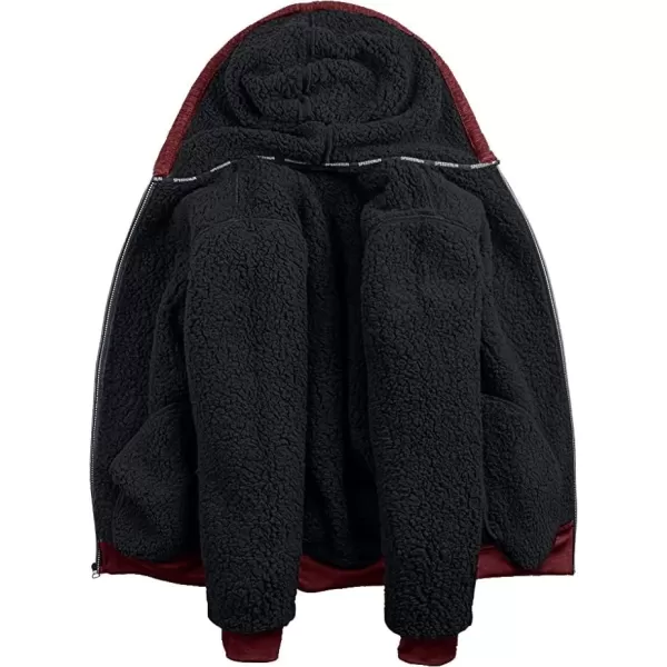 imageGEEK LIGHTING Hoodies for Men Heavyweight Fleece Sweatshirt  Full Zip Up Thick Sherpa LinedHeather Red