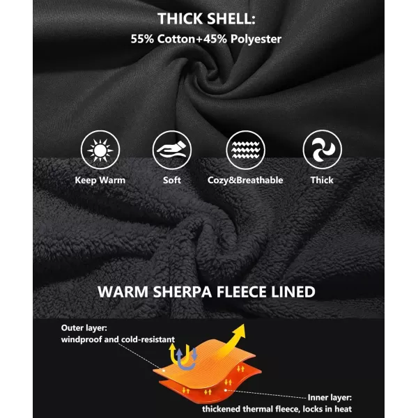 imageGEEK LIGHTING Hoodies for Men Heavyweight Fleece Sweatshirt  Full Zip Up Thick Sherpa LinedPure Black