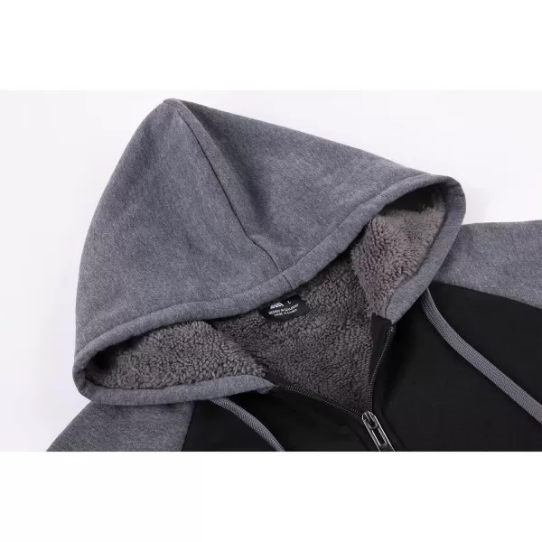 imageGEEK LIGHTING Hoodies for Men Heavyweight Fleece Sweatshirt  Full Zip Up Thick Sherpa LinedRaglan Black Grey