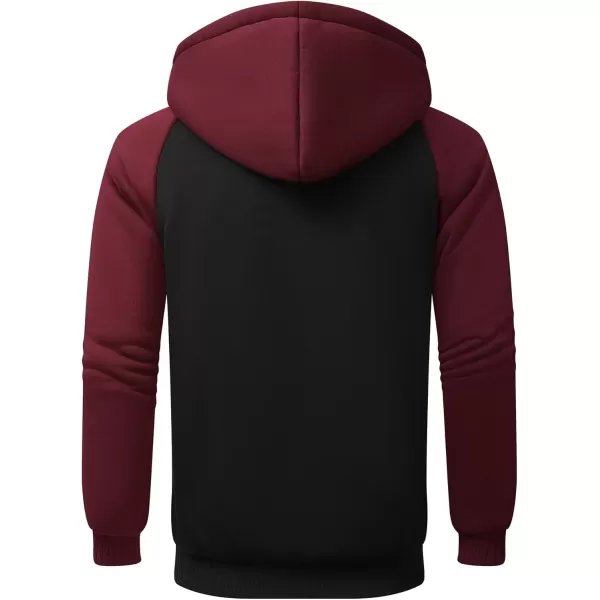 imageGEEK LIGHTING Hoodies for Men Heavyweight Fleece Sweatshirt  Full Zip Up Thick Sherpa LinedRaglan Black Red