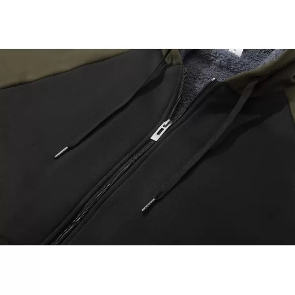 imageGEEK LIGHTING Hoodies for Men Heavyweight Fleece Sweatshirt  Full Zip Up Thick Sherpa LinedTgreenblack