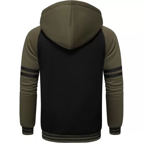 imageGEEK LIGHTING Hoodies for Men Heavyweight Fleece Sweatshirt  Full Zip Up Thick Sherpa LinedTgreenblack