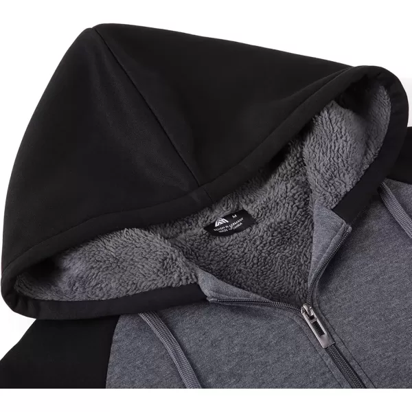 imageGEEK LIGHTING Hoodies for Men Heavyweight Fleece Sweatshirt  Full Zip Up Thick Sherpa LinedTgreyblack