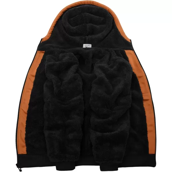 imageGEEK LIGHTING Hoodies for Men Heavyweight Fleece Sweatshirt  Full Zip Up Thick Sherpa LinedVulcan Black Brown