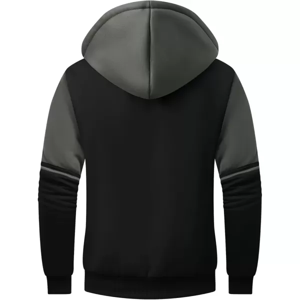 imageGEEK LIGHTING Hoodies for Men Heavyweight Fleece Sweatshirt  Full Zip Up Thick Sherpa LinedVulcan Black Deep Gray