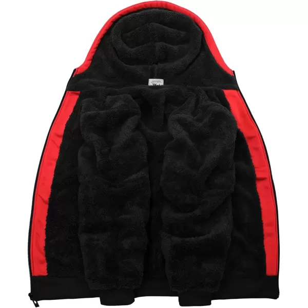 imageGEEK LIGHTING Hoodies for Men Heavyweight Fleece Sweatshirt  Full Zip Up Thick Sherpa LinedVulcan Black Red
