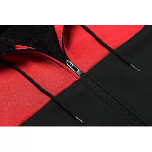 imageGEEK LIGHTING Hoodies for Men Heavyweight Fleece Sweatshirt  Full Zip Up Thick Sherpa LinedVulcan Black Red