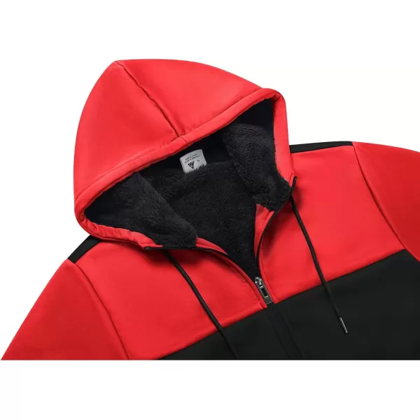 imageGEEK LIGHTING Hoodies for Men Heavyweight Fleece Sweatshirt  Full Zip Up Thick Sherpa LinedVulcan Black Red