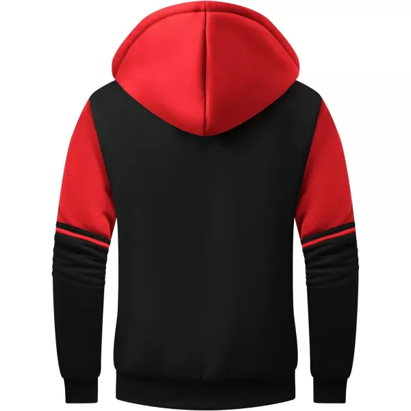 imageGEEK LIGHTING Hoodies for Men Heavyweight Fleece Sweatshirt  Full Zip Up Thick Sherpa LinedVulcan Black Red