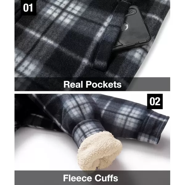 imageGEEK LIGHTING Boys Flannel Jacket Sherpa Lined Hoodies Zip Up Fleece Plaid Shirt Jackets Winter Outdoor Coat WarmAblackwhite