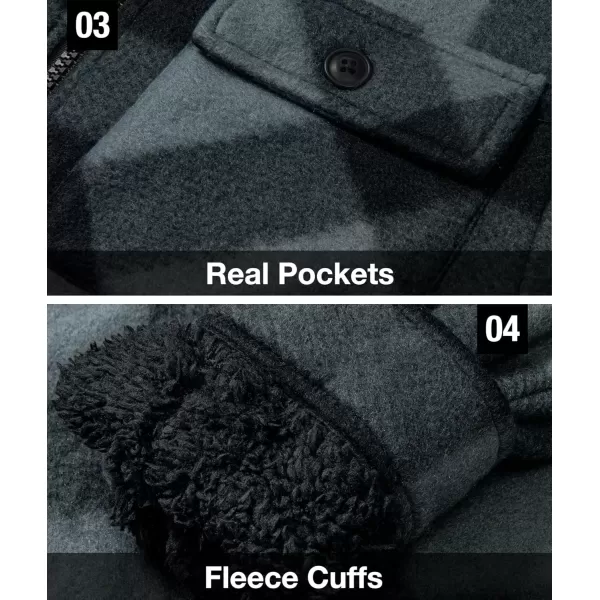 imageGEEK LIGHTING Boys Flannel Jacket Sherpa Lined Hoodies Zip Up Fleece Plaid Shirt Jackets Winter Outdoor Coat WarmBgrey