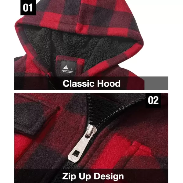imageGEEK LIGHTING Boys Flannel Jacket Sherpa Lined Hoodies Zip Up Fleece Plaid Shirt Jackets Winter Outdoor Coat WarmBredblack