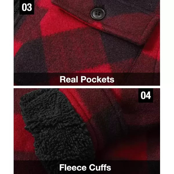 imageGEEK LIGHTING Boys Flannel Jacket Sherpa Lined Hoodies Zip Up Fleece Plaid Shirt Jackets Winter Outdoor Coat WarmBredblack